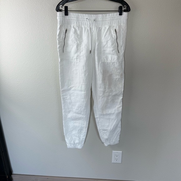 NWOT ATHLETA Cabo Linen Jogger Pants Calla Lily White Casual Active Women’s 10 - Picture 2 of 11